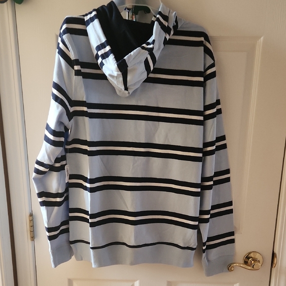 Old NAVY Classic Striped Blue and Black Men's Hoodie Large - Picture 5 of 17